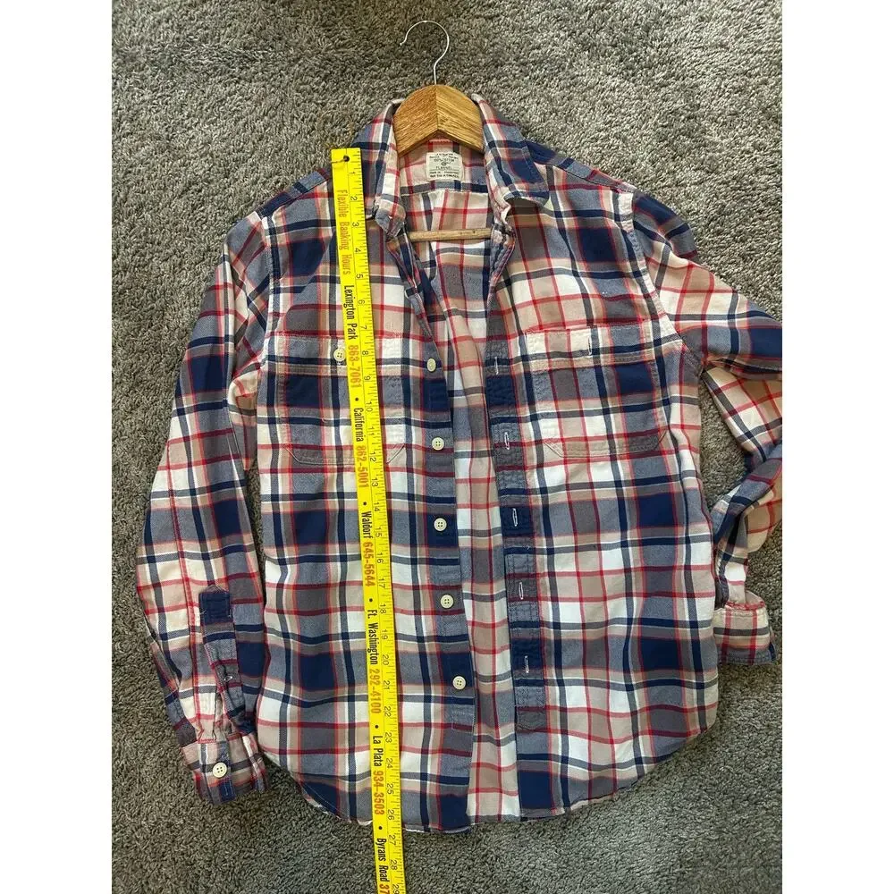 J. Crew Size XSmall Flannel 100% Cotton Button Down Blue Red